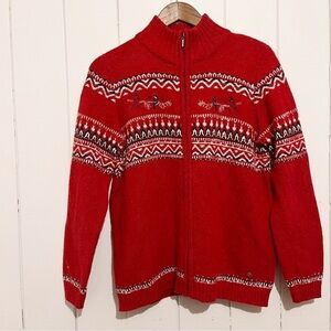 Northern Reflections Red Zip Cardigan. Size Medium.